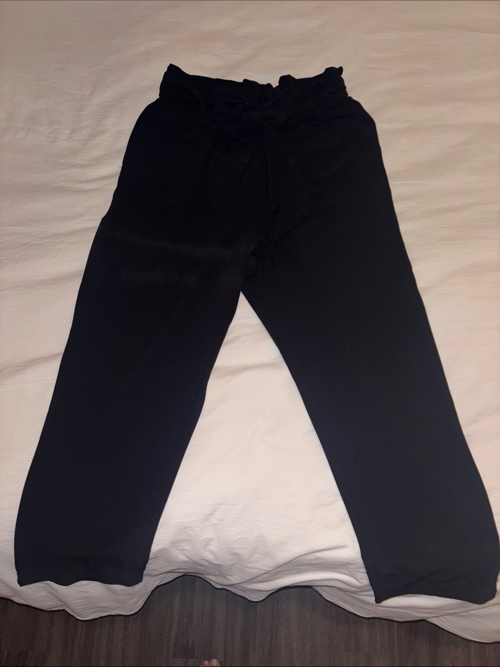 Wayf Black Paperbag Waist Cropped Pants